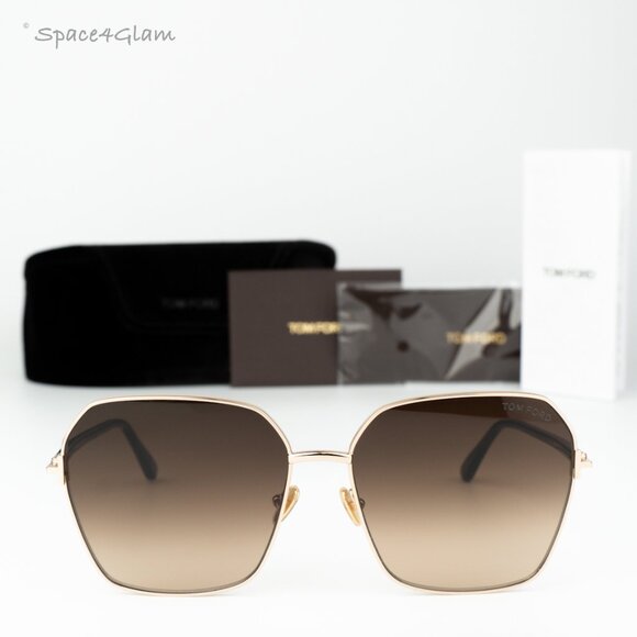 Tom Ford Women Sunglasses Rose Gold Havana Brown Gradient Square FT0839 52F NEW main image 9